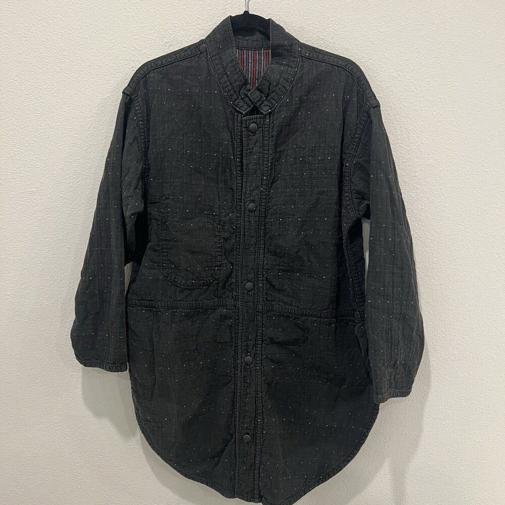 Angelheart Designs 100% Cotton Quilted Jacket Sz Small Charcoal Lagenlook Vtg